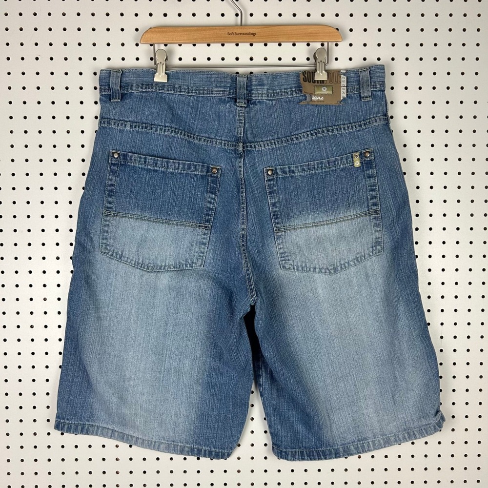Southpole Denim Shorts Blue Sz 40 Baggy Y2K Hip Hop Jean Shorts Grunge Stitched